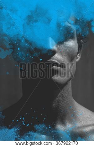A portrait combined with a painting