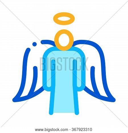 Holy Angel With Wings Icon Vector. Holy Angel With Wings Sign. Color Symbol Illustration