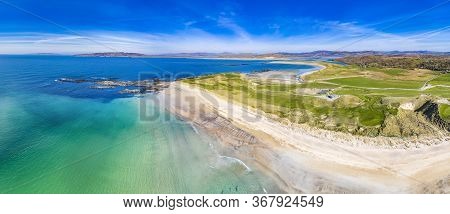 Aerial View Of Carrickfad And Cashelgolan Beach, Castlegoland, By Portnoo In County Donegal - Irelan