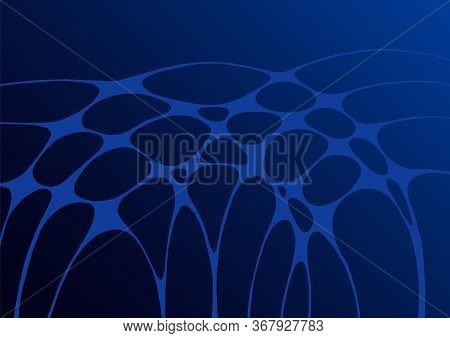 Dark Blue Stream Gradient Background With Fluid Grid Elements. Futuristic Connections Composition. C
