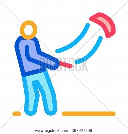 Man With Kite Icon Vector. Man With Kite Sign. Color Symbol Illustration