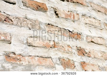Prospettiva di muro di mattoni antichi