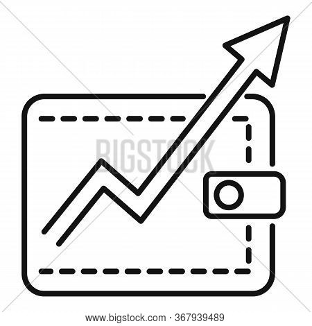Wallet Money Graph Icon. Outline Wallet Money Graph Vector Icon For Web Design Isolated On White Bac