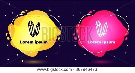 Set Line Magic Stone Icon Isolated On Blue Background. Fantasy Crystal. Jewelry Gem For Game. Abstra