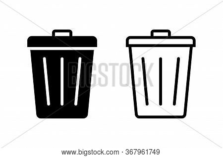 Trash Bin. Vector Isolated Icons. Black Vector Trash Dusbin Sign Icon Isolated Elements.