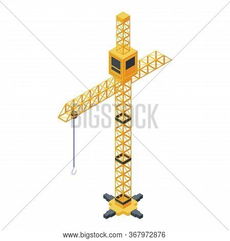 Building Crane Icon. Isometric Of Building Crane Vector Icon For Web Design Isolated On White Backgr