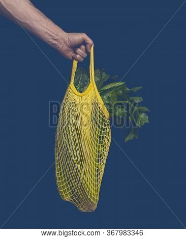 Mesh Cotton Bag To Go Shopping Fpr Caring For The Environment And The Rejection Of Plastic