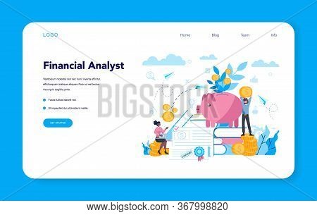 Financial Analyst Or Consultant Web Banner Or Landing Page. Business