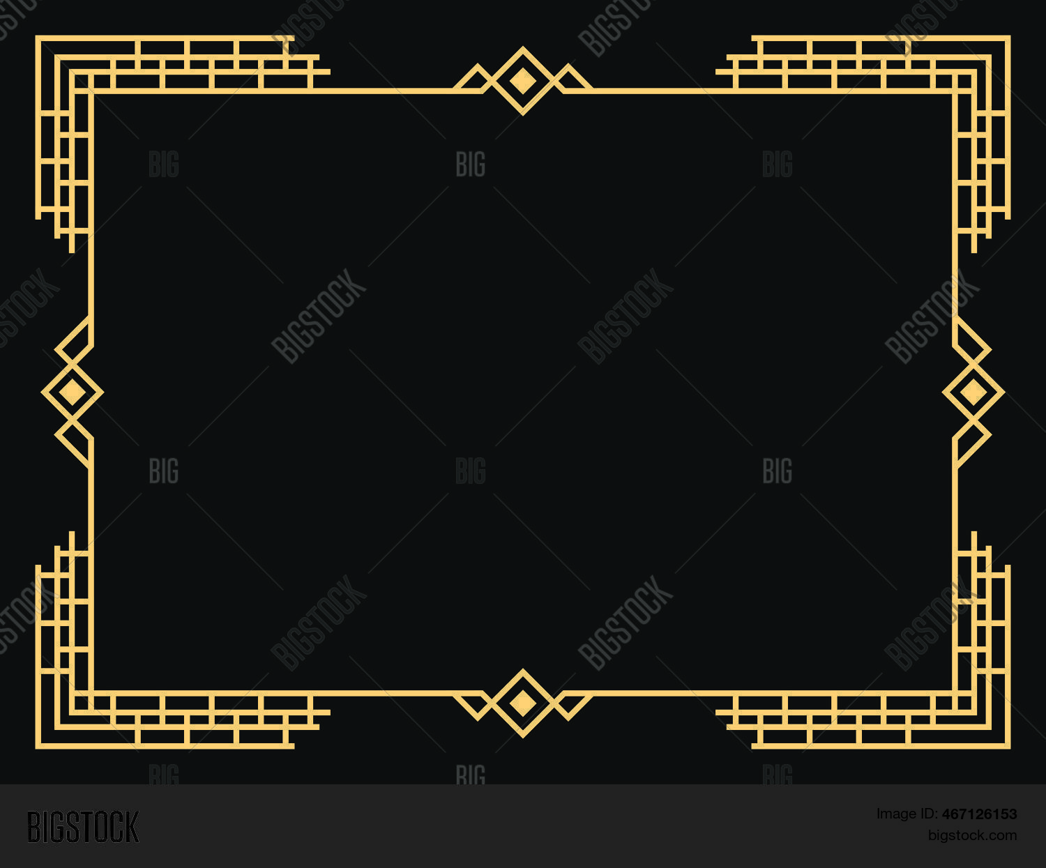 Geometric Art Deco Border Black And White