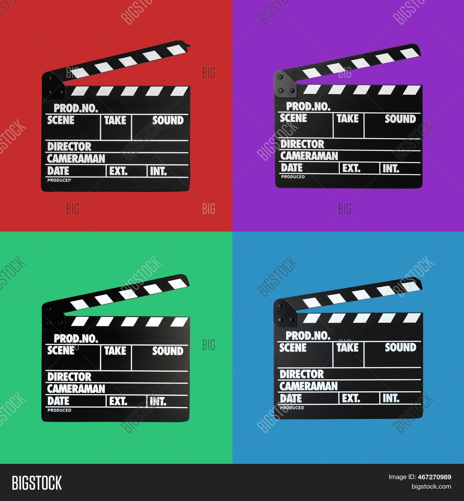 Color Clapper Set Clapperboards On Image & Photo (Free Trial) | Bigstock