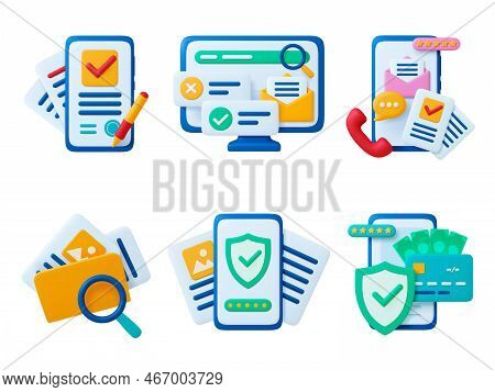 3d Digital File Document. Computer Transfer Data, Online Order In Tablet. Folder In Smartphone, Mobi