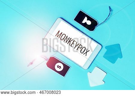 Text Sign Showing Monkeypox. Business Approach Poxvirus Of Africa Caused By Chiefly In Wild Rodents 