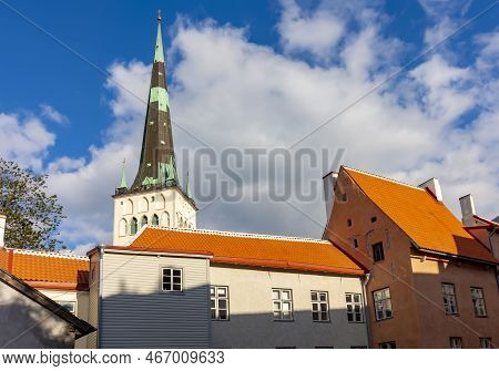 Tallinn Old Town Architecture With St. Olaf's Church (oleviste Kirik), Estonia