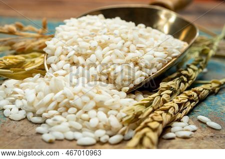 White Italian Arborio Rice Used For Making Risotto Dish