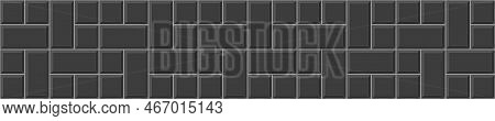 Black Pinwheel Tile Horizontal Background. Kitchen Backsplash Mosaic Surface. Bathroom, Shower Or To