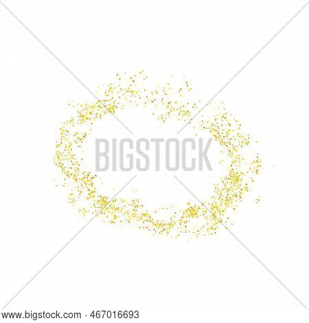 Plume Golden Abstract Grainy Oval, Ellipse, Round Frame, Circle Crumbs Gold. Texture Ring Dust. Magi
