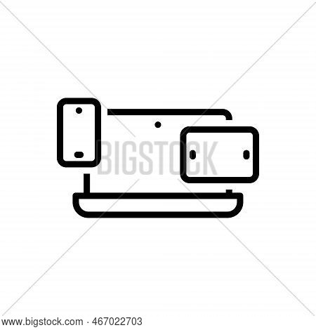 Black Line Icon For Responded Acknowledge Riposte Device Usability Responsive Laptop Electronic