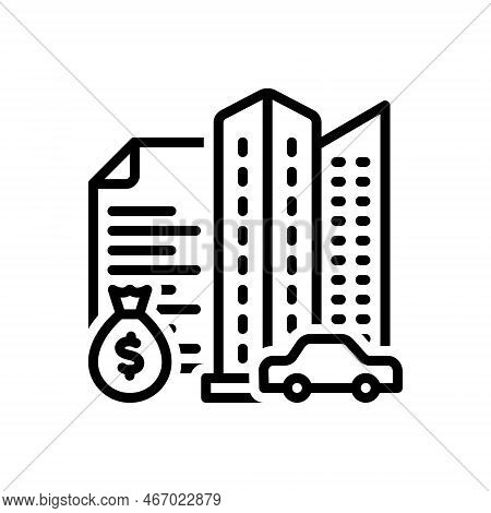 Black Line Icon For Liability Responsibility Accountability Answerability Dollar-bag Building File D