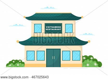 Vietnamese Food Restaurant Menu With Collection Of Various Delicious Cuisine Dishes In Flat Style Ca