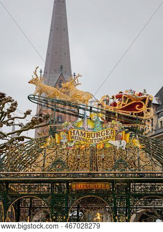 Hamburg - Germany, December 10, 2022: Entrance To The Roncalli Christmas Market In Front Of Hamburg 