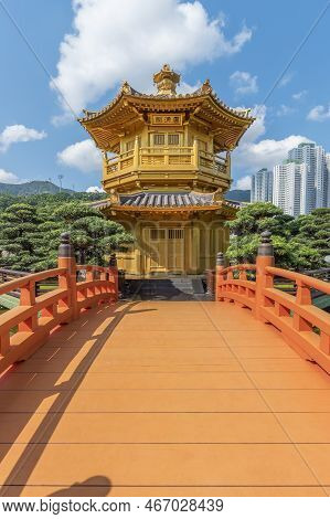 Pavilion In Chinese Temple - Chi Lin Nunnery In Hong Kong City