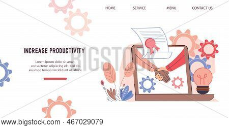 Increase Productivity And Efficient Optimization Website Banner Template, Flat Vector Illustration. 