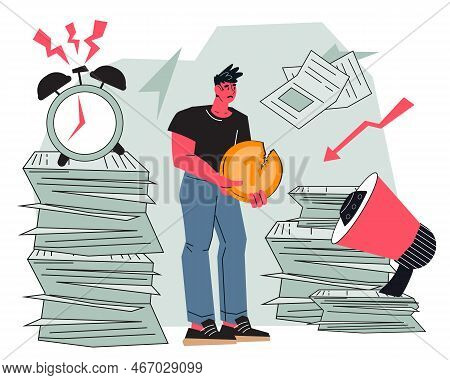 Low Paying Hard Work Concept. Overworking, Overloading And Low Salary, Flat Vector Illustration Isol