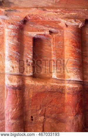 Petra, Jordan Colored Triclinium Interior In The Ancient City