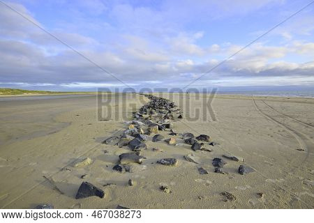 Beautiful Sandy Beach Of Ameland, The Netherlands.