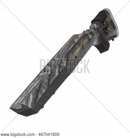 Left Handed Rifle Stock Made From Wood Isolated On White