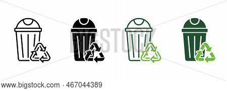 Recycling Bin For Organic Garbage Symbol Collection On White Background. Basket For Recycle Waste Li