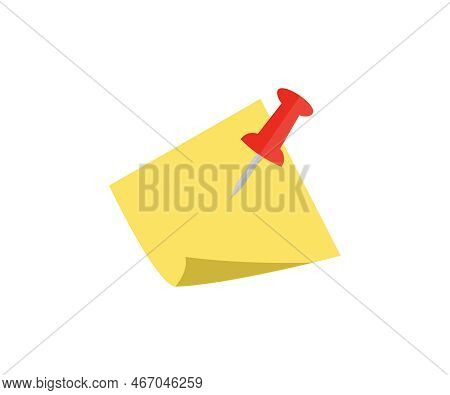 Realistic Memo Paper And Thumbtack Pushpin Logo Design. Memo Sheet Stickers, Daily Planner Or Scrapb