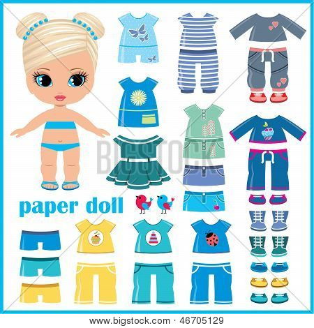 Paper Doll With Clothes Set