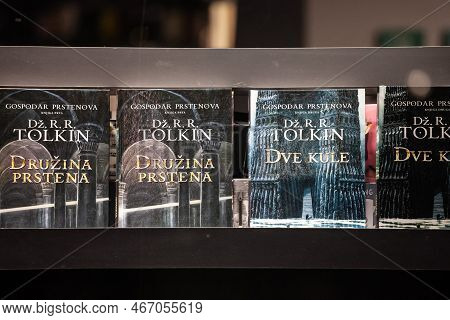 Belgrade, Serbia - July 12, 2021: Tolkien Novels From The Lord Of The Rings, The Fellowship Of The R