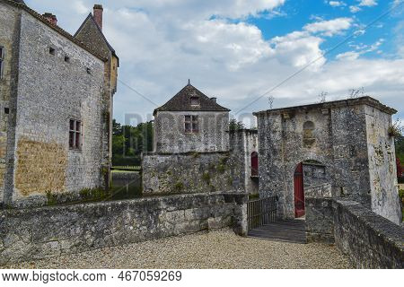 Entrance To The Fourteenth-century Gothic-style Chateau Of La Brede In France