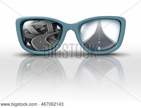 Strategic Vision And Guidance Or A Strategy Path Business Concept As Glasses With Confused Roads And