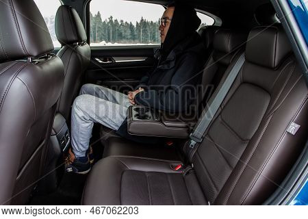 Moscow, Russia - February 05, 2022. Mazda Cx5 (kf) Skyactive, Interior View. Leather Back Passenger 