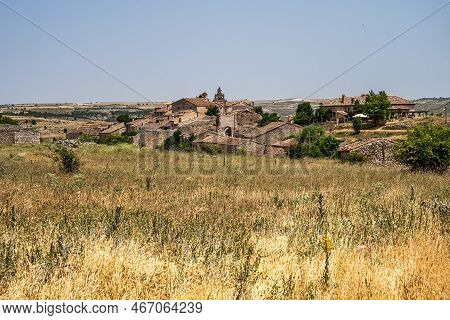Medieval Village With Stone Houses, Cobblestone Streets, Old Doors And Windows, Arches And Walls. Ma