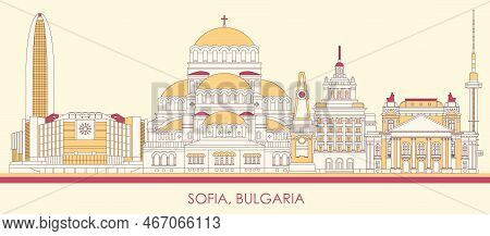 Cartoon Skyline Panorama Of City Of Sofia, Bulgaria - Vector Illustration