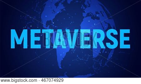 Metaverse Background Game 3d Abstract Cyber Technology Logo. Futuristic Neon Metaverse Background Vi