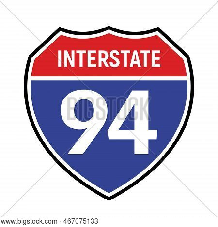 94 Route Sign Icon. Vector Road 94 Highway Interstate American Freeway Us California Route Symbol.