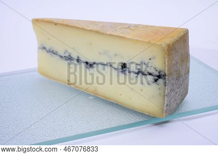 French Semi-soft Cow Milk Cheese Morbier From Franche-comte Region With Thin Black Layer And Strong