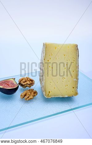 Piece Of Cheese Tomme De Montagne Or Tomme De Savoie Made From Cow Milk In French Alps
