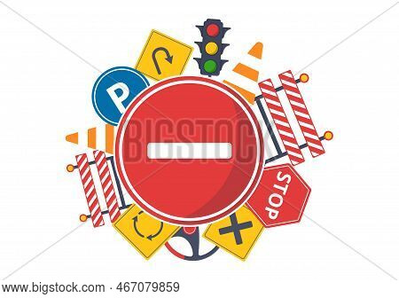 Driving School With Education Process Of Car Training And Learning To Drive To Get Drivers License I