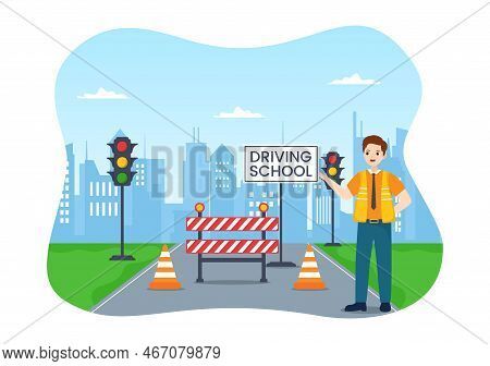 Driving School With Education Process Of Car Training And Learning To Drive To Get Drivers License I