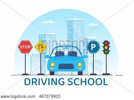 Driving School With Education Process Of Car Training And Learning To Drive To Get Drivers License I