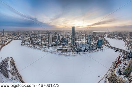 Yekaterinburg City With Buildings Of Regional Government And Parliament, Dramatic Theatre, Iset Towe