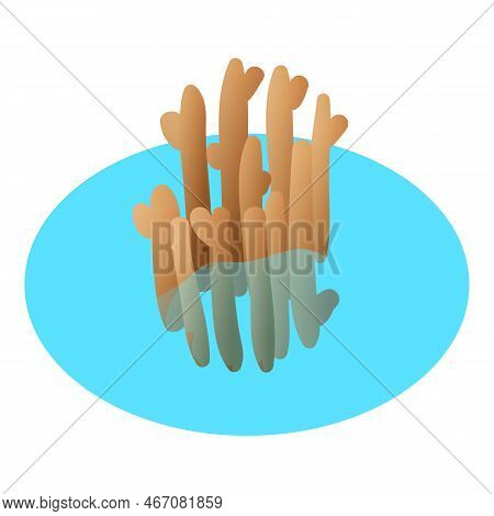 Seaweed Coral Icon Isometric Vector. Brown Seaweed Coral In Marine Water Icon. Undersea World, Inver