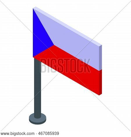 Czech Republic Flag Icon Isometric Vector. Castle Travel. Praga Culture