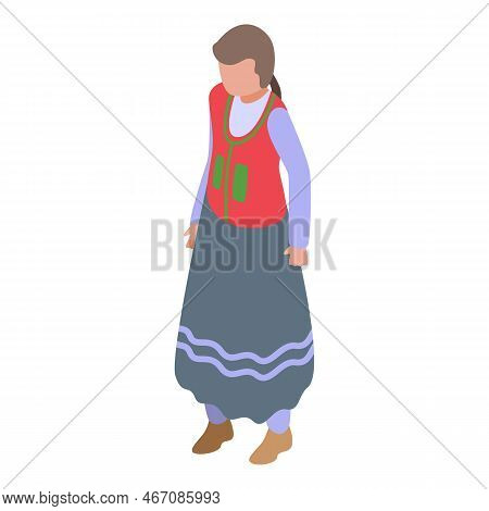Czech Republic Woman Icon Isometric Vector. Travel Map. Praga Tourism